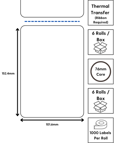 101.6 x 152.4mm (1a) semi-gloss paper / permanent / 76mm core