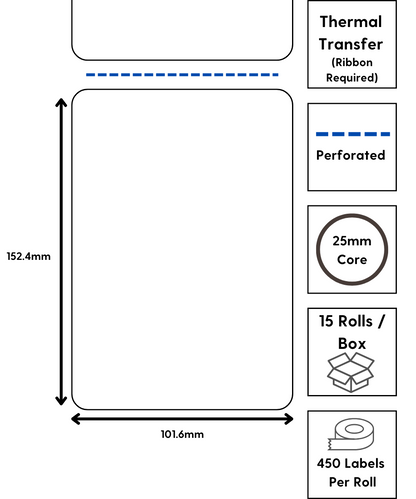 101.6 x 152.4mm (1a) vellum paper / permanent / 25mm cores / perforated