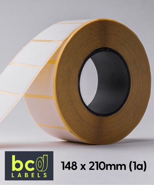 148 x 210mm (1a) uncoated direct thermal / permanent / 76mm cores / perforated