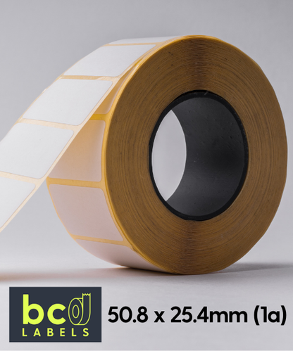 50.8 x 25.4mm (1a) thermal transfer / 76mm core / permanent / perforated
